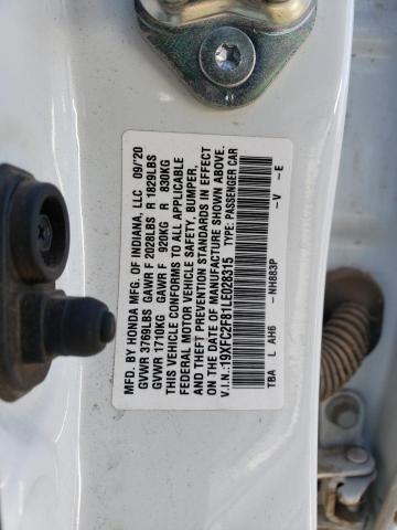 19XFC2F81LE028315 - 2020 HONDA CIVIC SPORT 白色 照片 12