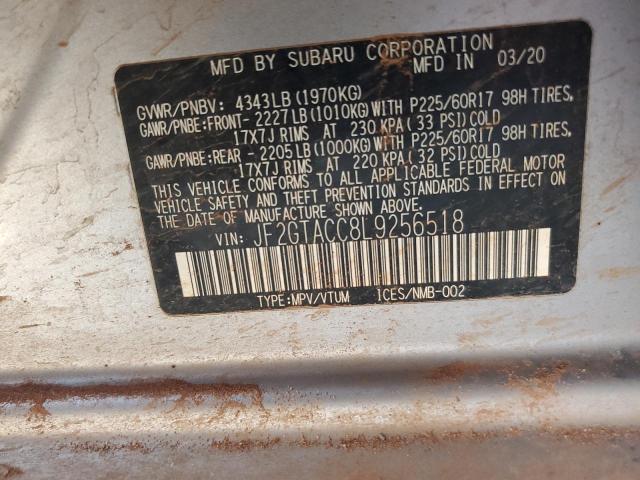 JF2GTACC8L9256518 - 2020 SUBARU CROSSTREK PREMIUM SILVER photo 14
