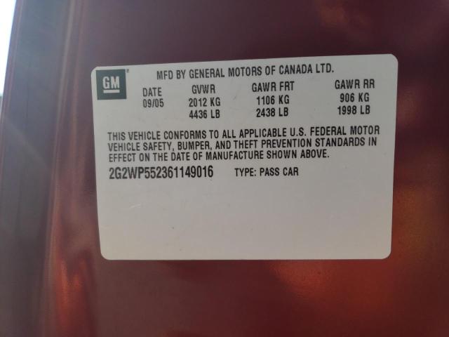 2G2WP552361149016 - 2006 PONTIAC GRAND PRIX 栗色 照片 13