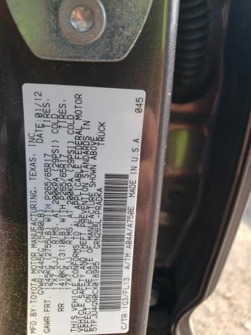 5TFJU4GN0CX018995 - 2012 TOYOTA TACOMA DOUBLE CAB PRERUNNER GRAY photo 13