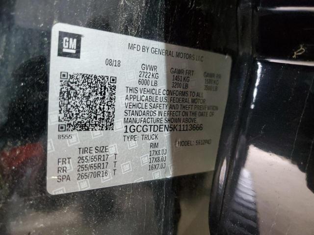 1GCGTDEN5K1113666 - 2019 CHEVROLET COLORADO Z71 BLACK photo 13