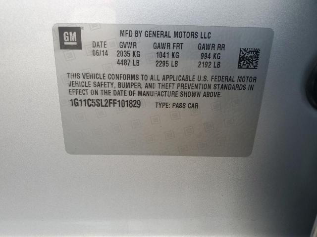 1G11C5SL2FF101829 - 2015 CHEVROLET MALIBU 1LT SILVER photo 12