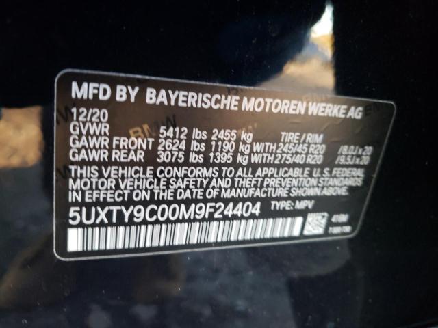 5UXTY9C00M9F24404 - 2021 BMW X3 XDRIVEM40I BLACK photo 10