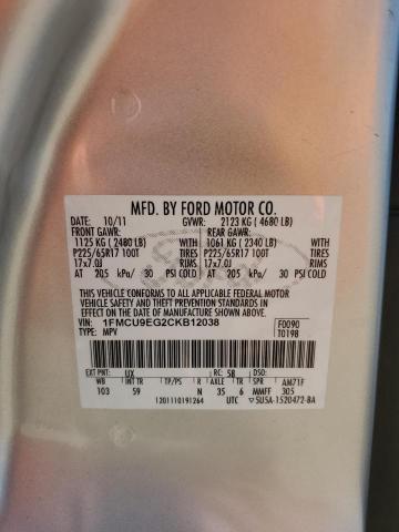 1FMCU9EG2CKB12038 - 2012 FORD ESCAPE LIMITED 银色 照片 14