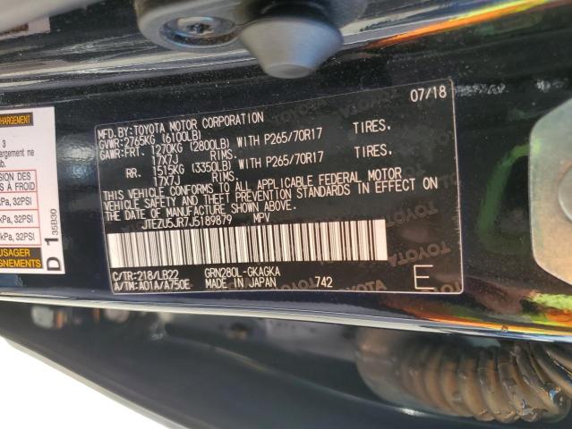 JTEZU5JR7J5189879 - 2018 TOYOTA 4RUNNER SR5 Schwarz Foto 13