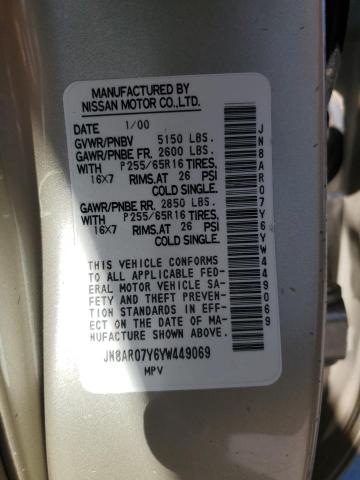 JN8AR07Y6YW449069 - 2000 NISSAN PATHFINDER LE ذهبي صورة 13