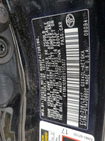 4T1BK1EB0EU135977 - 2014 TOYOTA AVALON BASE BLACK photo 12