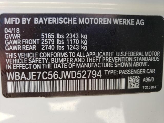 WBAJE7C56JWD52794 - 2018 BMW 540 XI WHITE photo 13