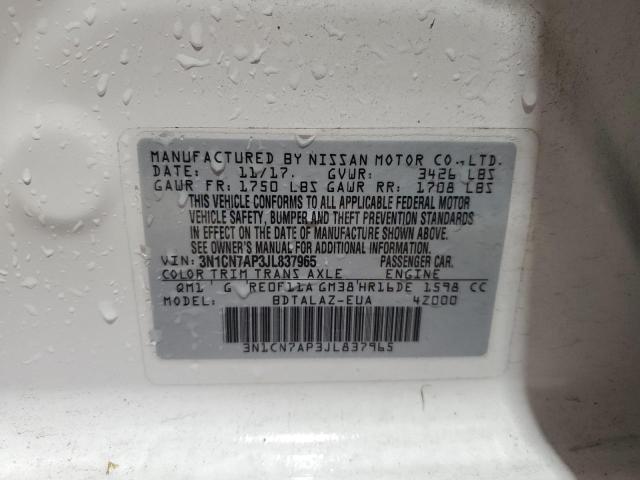 3N1CN7AP3JL837965 - 2018 NISSAN VERSA S 白色 照片 13