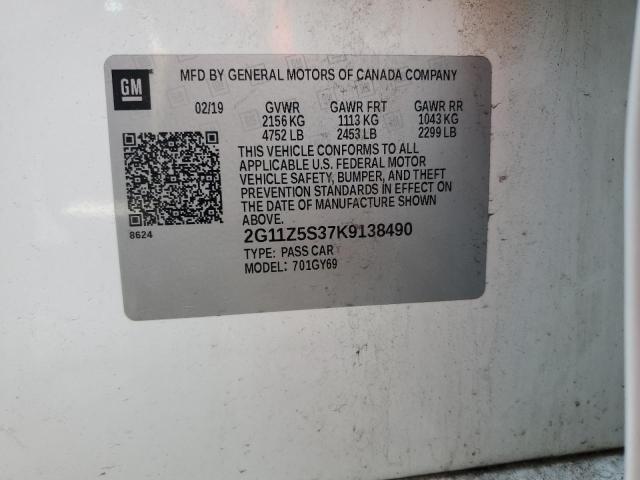 2G11Z5S37K9138490 - 2019 CHEVROLET IMPALA LT Ақ фото 13