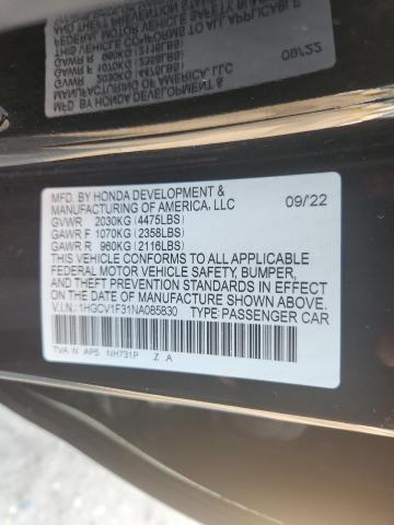 1HGCV1F31NA085830 - 2022 HONDA ACCORD SPORT 黑色 照片 12