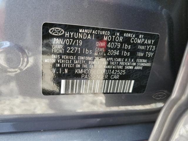 KMHC05LCXKU142525 - 2019 HYUNDAI IONIQ LIMITED CHARCOAL photo 12