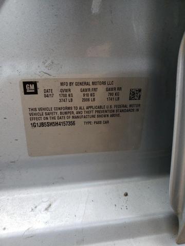 1G1JB5SH5H4157356 - 2017 CHEVROLET SONIC LS 银色 照片 13