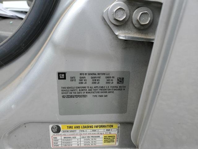 1G1ZC5EU7CF307831 - 2012 CHEVROLET MALIBU 1LT 灰色 照片 12