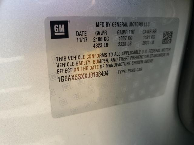 1G6AX5SXXJ0138494 - 2018 CADILLAC CTS LUXURY 银色 照片 12