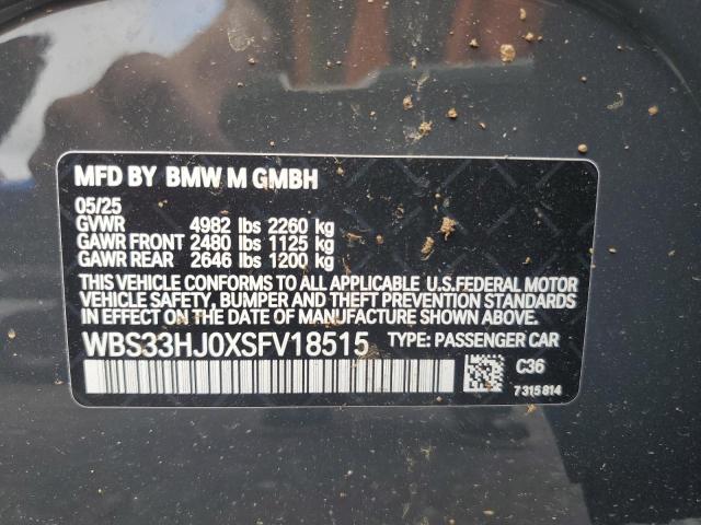 WBS33HJ0XSFV18515 - 2025 BMW M3 COMPETITION GRAY photo 12