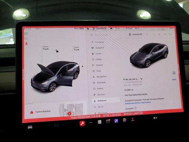 7SAYGDEEXNF314308 - 2022 TESLA MODEL Y 灰色 照片 9