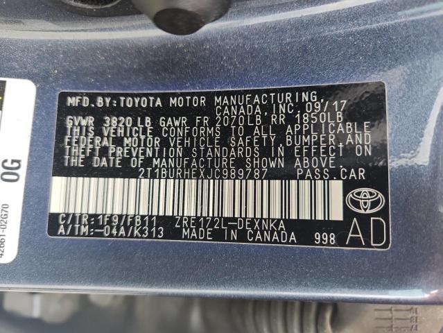 2T1BURHEXJC989787 - 2018 TOYOTA COROLLA L Boz foto 12