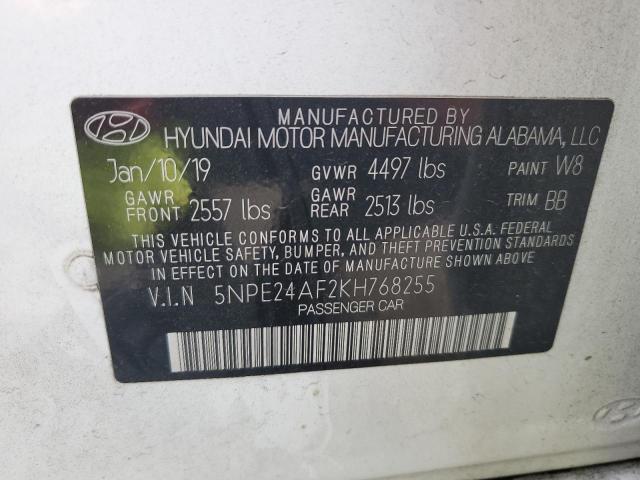 5NPE24AF2KH768255 - 2019 HYUNDAI SONATA SE 白色 照片 12