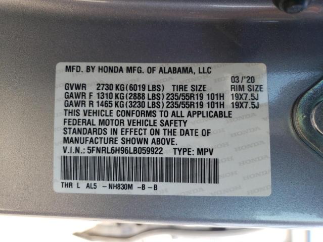 5FNRL6H96LB059922 - 2020 HONDA ODYSSEY ELITE SILVER photo 13