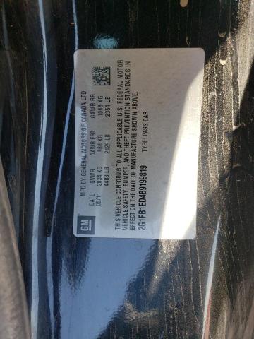 2G1FB1ED4B9199819 - 2011 CHEVROLET CAMARO LT Қара фото 12