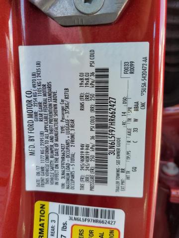 3LN6L5F97HR662427 - 2017 LINCOLN MKZ RESERVE წითელი ფოტო 13