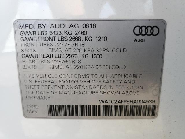 WA1C2AFP8HA004539 - 2017 AUDI Q5 PREMIUM WHITE photo 14