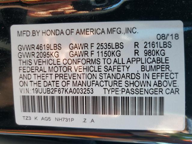 19UUB2F67KA003253 - 2019 ACURA TLX TECHNOLOGY BLACK photo 13