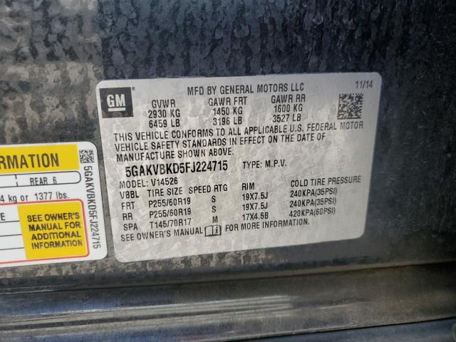 5GAKVBKD5FJ224715 - 2015 BUICK ENCLAVE შავი ფოტო 13