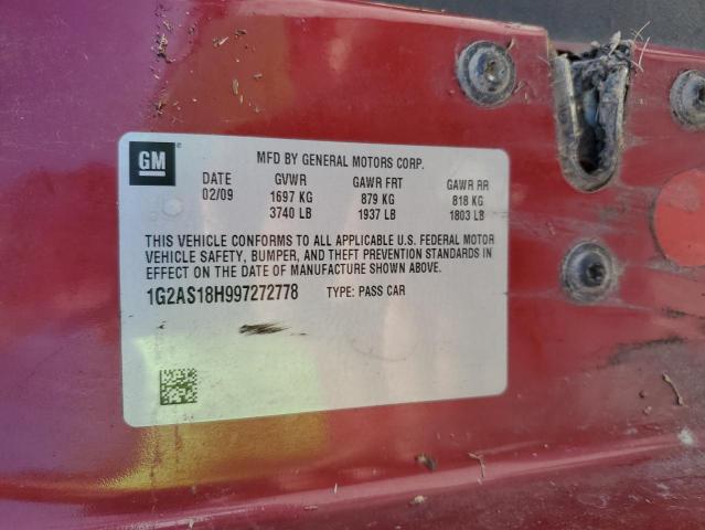 1G2AS18H997272778 - 2009 PONTIAC G5 Rouge photo 12