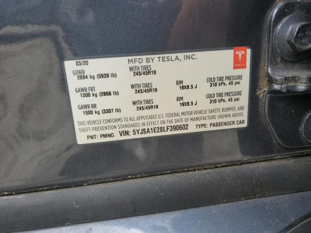 5YJSA1E28LF390602 - 2020 TESLA MODEL S Boz foto 13