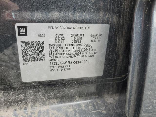 1G1JG6SB3K4142204 - 2019 CHEVROLET SONIC CHARCOAL photo 12