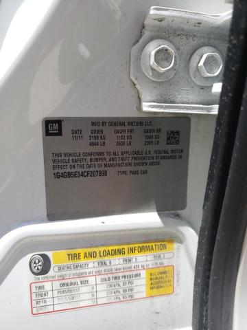 1G4GB5E34CF207898 - 2012 BUICK LACROSSE CONVENIENCE Սպիտակ լուսանկար 12