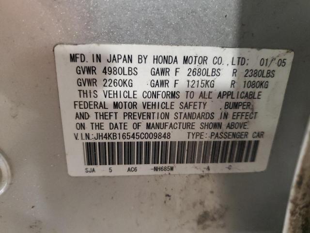 JH4KB16545C009848 - 2005 ACURA RL SILVER photo 13