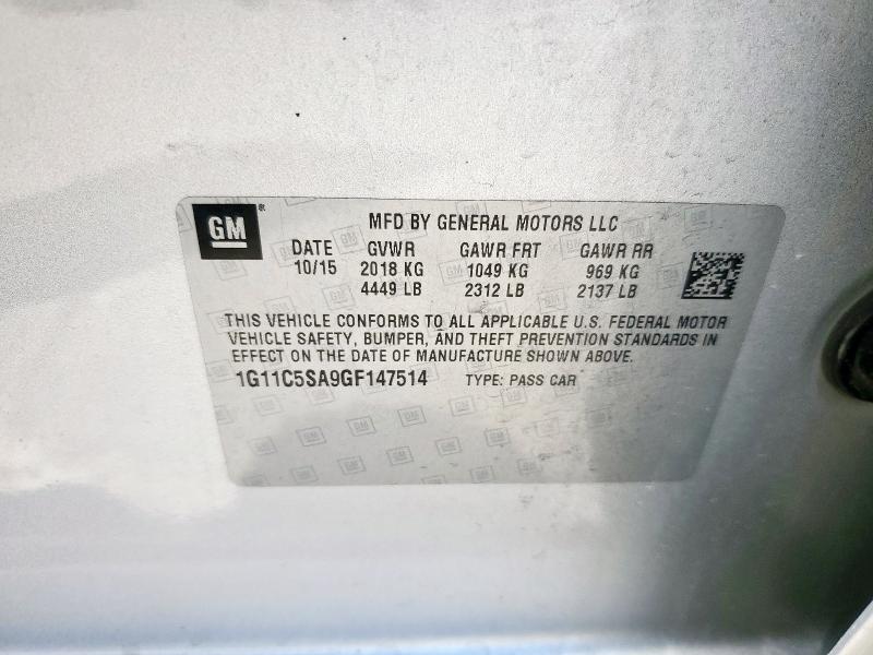 1G11C5SA9GF147514 - 2016 CHEVROLET MALIBU LIM LT 银色 照片 12