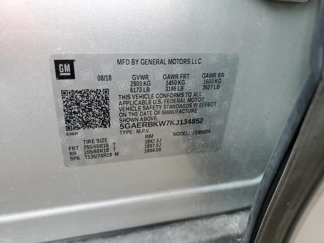 5GAERBKW7KJ134852 - 2019 BUICK ENCLAVE ESSENCE ვერცხლისფერი ფოტო 13