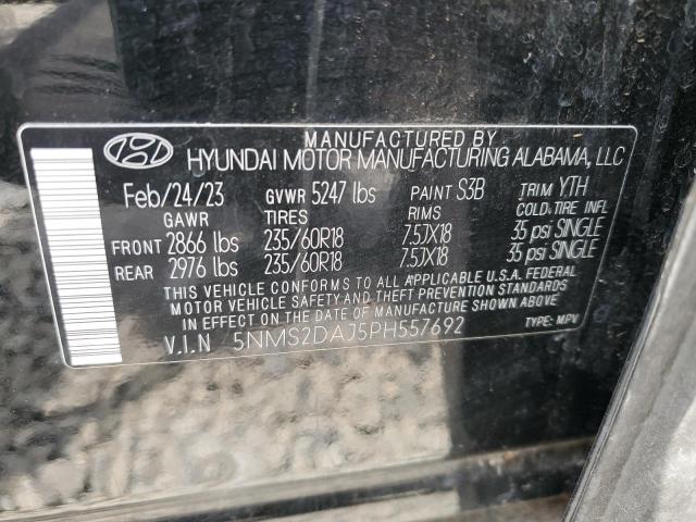 5NMS2DAJ5PH557692 - 2023 HYUNDAI SANTA FE SEL BLACK photo 13