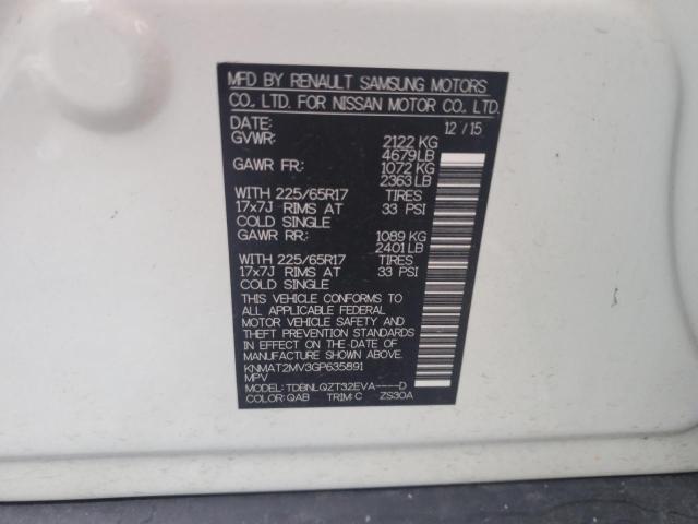 KNMAT2MV3GP635891 - 2016 NISSAN ROGUE S 白色 照片 13