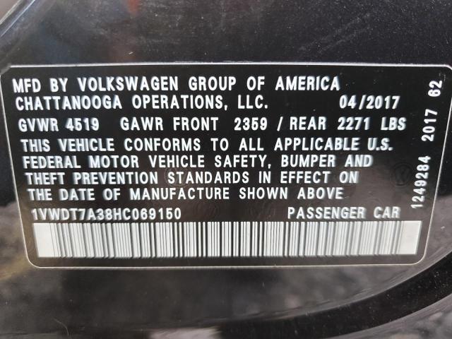 1VWDT7A38HC069150 - 2017 VOLKSWAGEN PASSAT R-LINE შავი ფოტო 13