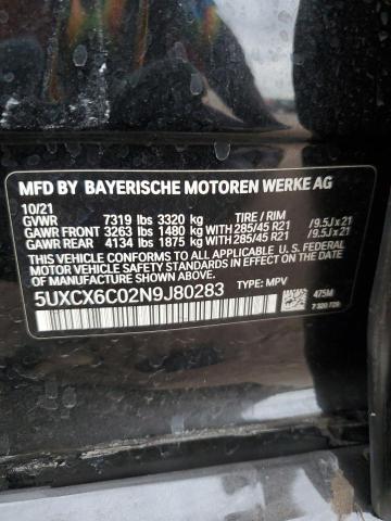 5UXCX6C02N9J80283 - 2022 BMW X7 M50I BLACK photo 12