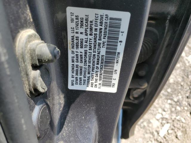 19XFB2F5XCE383976 - 2012 HONDA CIVIC LX GRAY photo 12