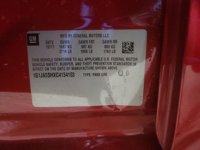 1G1JA5SHXC4134103 - 2012 CHEVROLET SONIC LS წითელი ფოტო 13