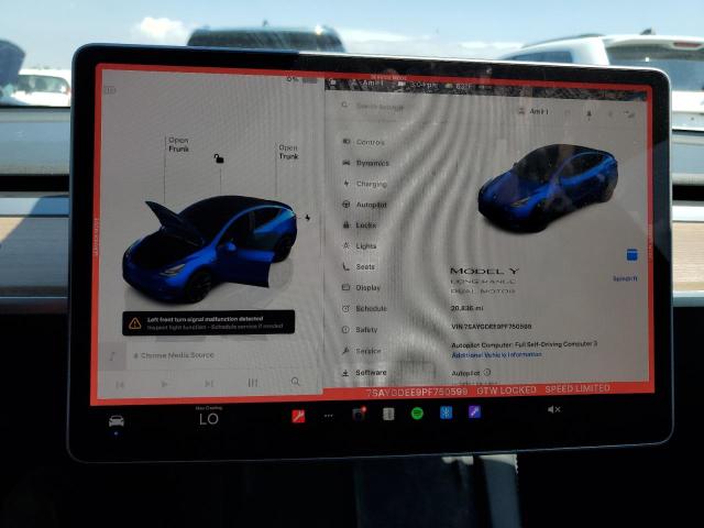 7SAYGDEE9PF750599 - 2023 TESLA MODEL Y ლურჯი ფოტო 9