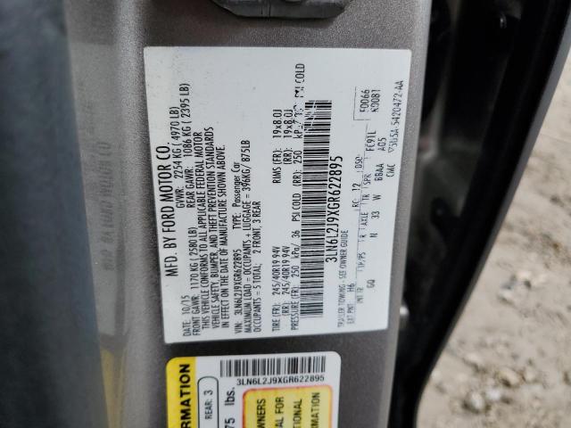 3LN6L2J9XGR622895 - 2016 LINCOLN MKZ 灰色 照片 12