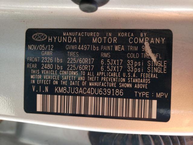 KM8JU3AC4DU639186 - 2013 HYUNDAI TUCSON GLS SILVER photo 13