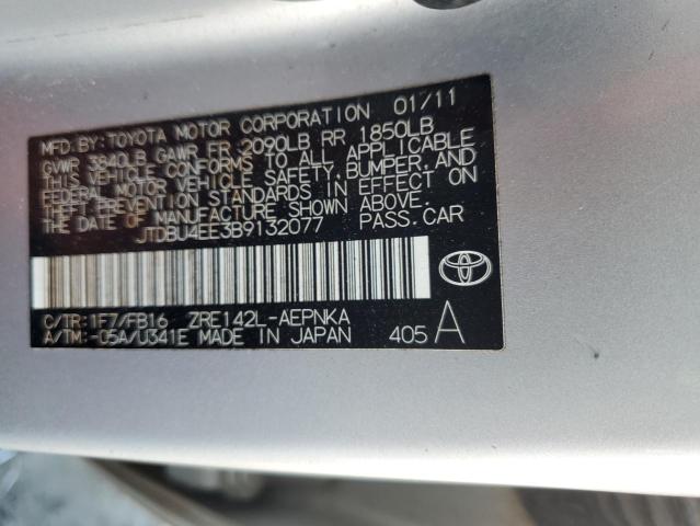 JTDBU4EE3B9132077 - 2011 TOYOTA COROLLA BASE Gümüş fotoğraf 12