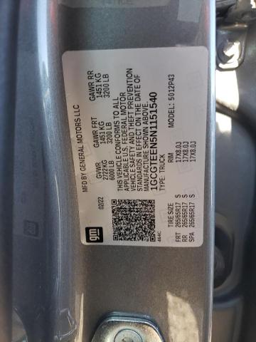 1GCGTEEN5N1151540 - 2022 CHEVROLET COLORADO ZR2 GRAY photo 12