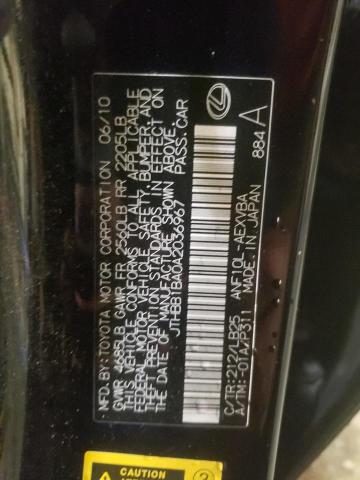 JTHBB1BA0A2036967 - 2010 LEXUS HS 250H BLACK photo 12