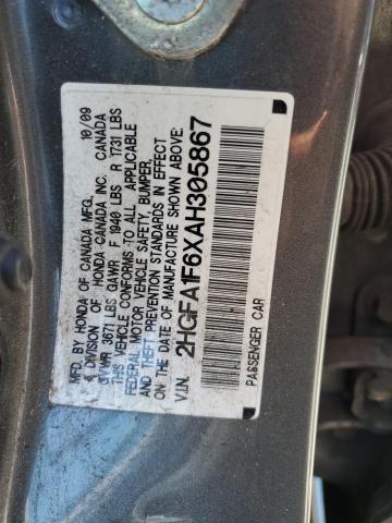 2HGFA1F6XAH305867 - 2010 HONDA CIVIC LX-S Boz foto 12