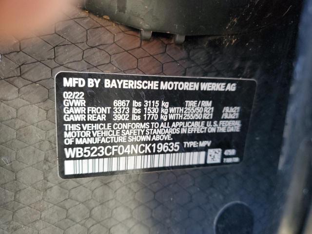 WB523CF04NCK19635 - 2022 BMW IX XDRIVE50 BLACK photo 13